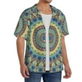 thumbnail image 4 of Balery Round Mandala1 Men's Casual Button Down Shirt Short Sleeve Textured Summer Cuban Beach Shirts-XX-Large, 4 of 7