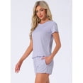 thumbnail image 3 of DARING DIVA Ribbed Knit Pajama Set Soft Short Sleeve Top M Purple, 3 of 7