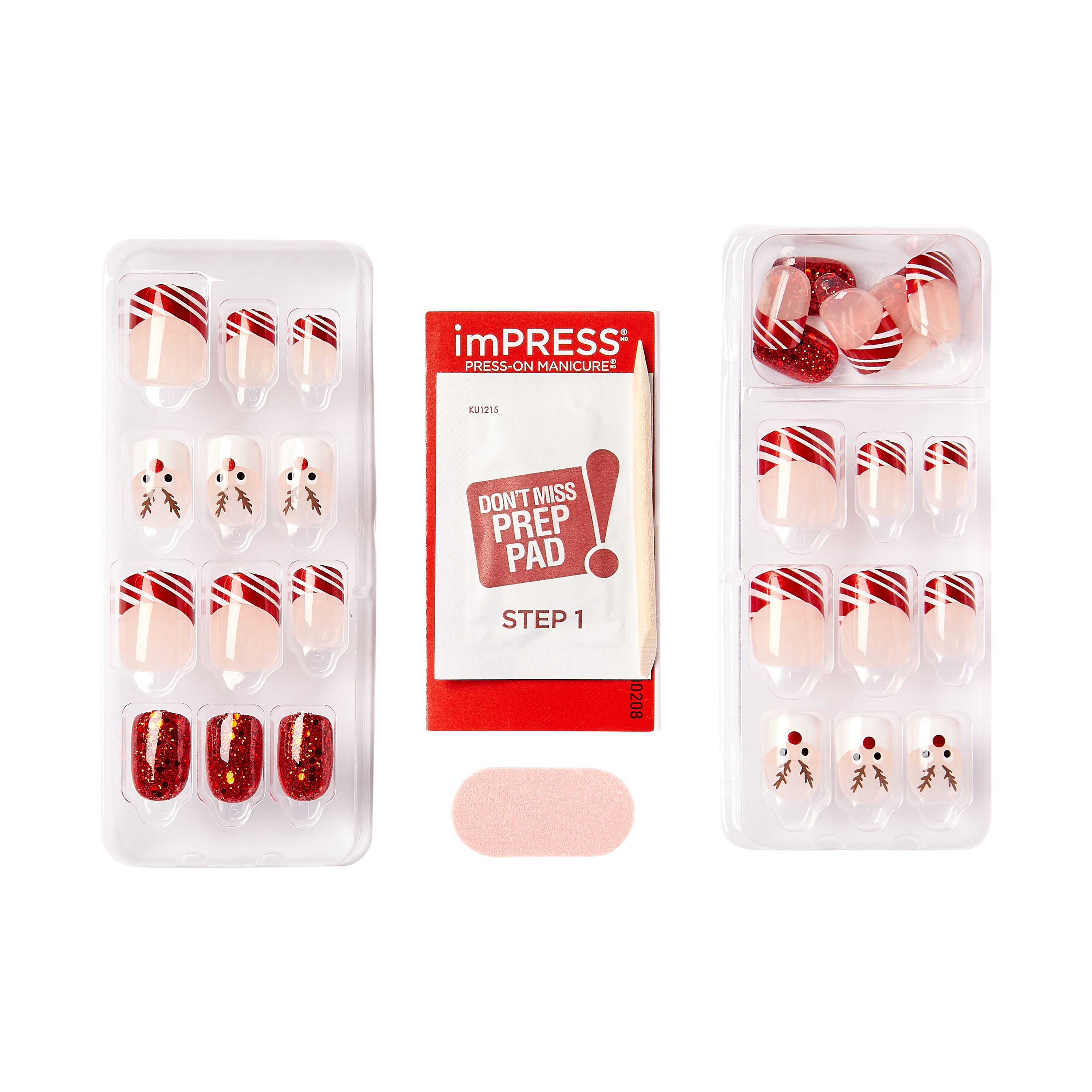 KISS imPRESS Holiday Press-On Nails, Red Squoval, 30 Pieces photo 2