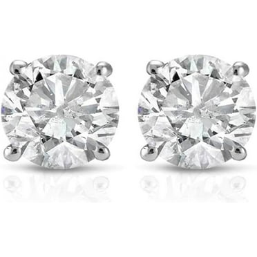 Ayansh Gems 1 ct Diamond Stud Earrings, 14k White Gold, (I/J,I2-I3)