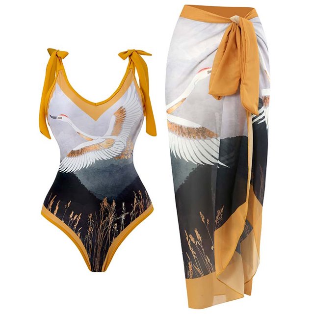 Traje de baño de mujer Traje de baño de una pieza Bikini Traje de baño con cordones Falda larga Conjunto de dos piezas de gasa OAVQHLG3B Store lin121212