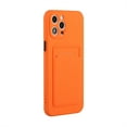 thumbnail image 5 of for iPhone 15 Plus Case with Credit Card Holder Slot TPU Soft Silicone Scratch-Resistant Slim Wallet Case Protective Cover for iPhone 15 Plus, Orange, 5 of 5