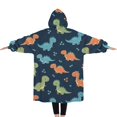 thumbnail image 2 of Oversized Wearable Blanket Hoodie,Colorful Dinosaur Pattern Sherpa Blanket Hoodie with Super Pockets,Super Warm Fuzzy Pullover for Women & Men, 2 of 6