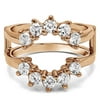 10k Solid Gold Brilliant Moissanite Sunburst Style Ring Guard with Gorgeous Round Stones (0.9ctw)