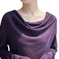 thumbnail image 5 of Lenpel Women's Long Sleeve Tops Cowl Neck Solid Color Casual T-Shirts Loose Tunic Blouses Going out Tee Shirts(Purple,X-Large), 5 of 5