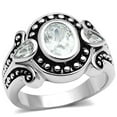 thumbnail image 1 of Alamode 3W056-5 Women Rhodium Brass Ring with AAA Grade CZ in Clear - Size 5, 1 of 1