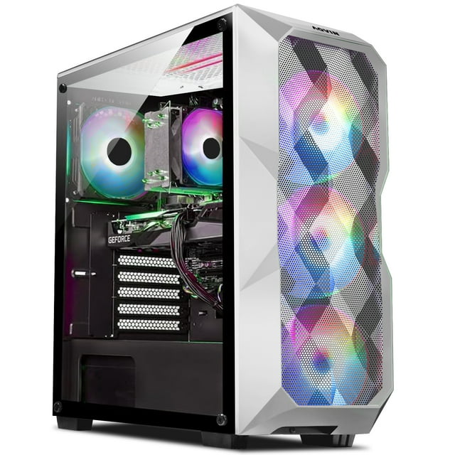 AQVIN AQW70 Gaming Desktop Computer PC - Tower | Core i7 | RTX 3050 8GB | 1TB NVMe SSD | 16GB DDR4 RAM | Windows 11 Pro | Gaming Keyboard and Mouse - Black/ RGB Lights