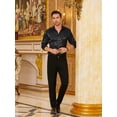 thumbnail image 2 of Coshow Men's Long Sleeve Button Down Silk Satin Shirt Floral Design Shirt Casual Party Prom and Wedding Shirt, 2 of 5