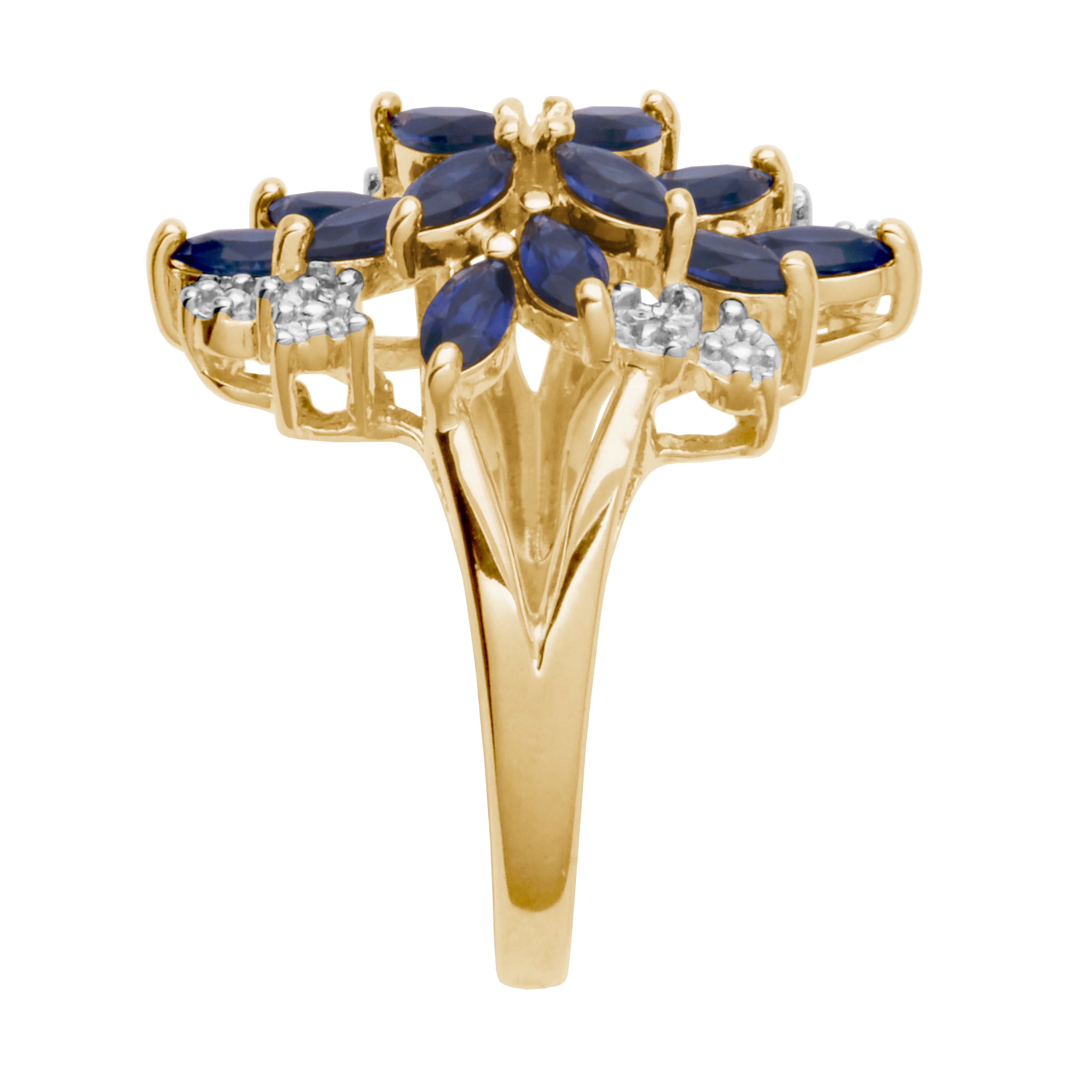 Forever Facets 18K Yellow Gold Over Sterling Silver Cluster Ring, Adult Female