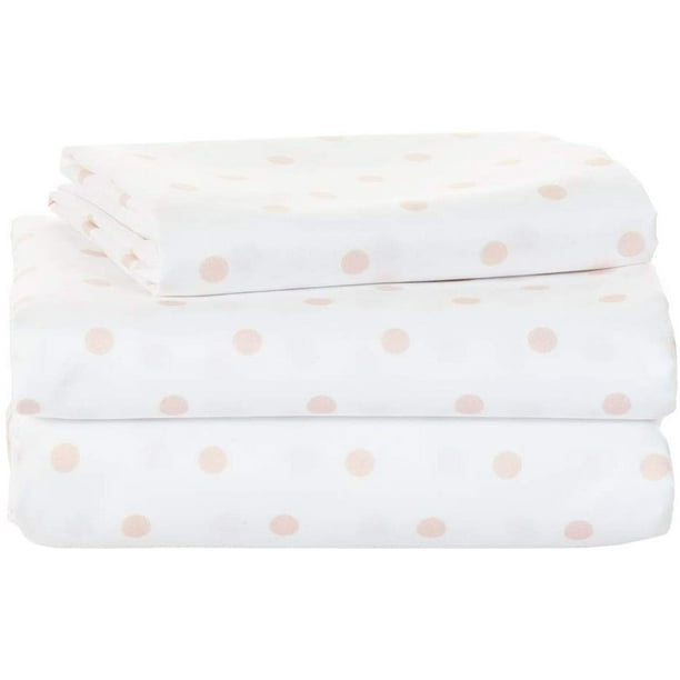 College Dorm Sheet Set in Pink Polka Dots, Twin XL Size, Pink Polka