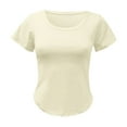 thumbnail image 4 of T-shirt Femme Manches Courtes Col Rond Côtelé Ajusté Basique T-Shirt Femme Beige m, 4 of 4