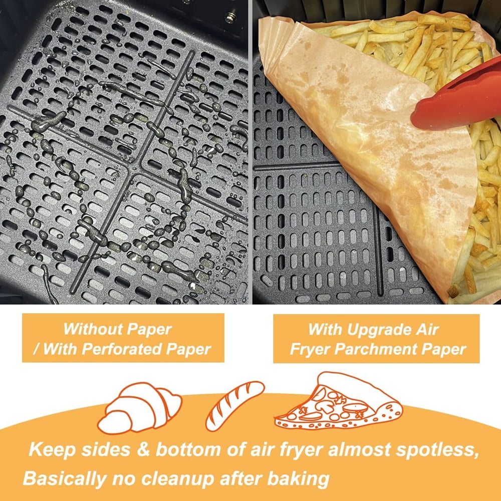 Air Fryer Liners Disposable 100pcs Square Air Fryer Parchment Paper  Non-Stick Oil Paper For Air Frying, Baking, Microwave
