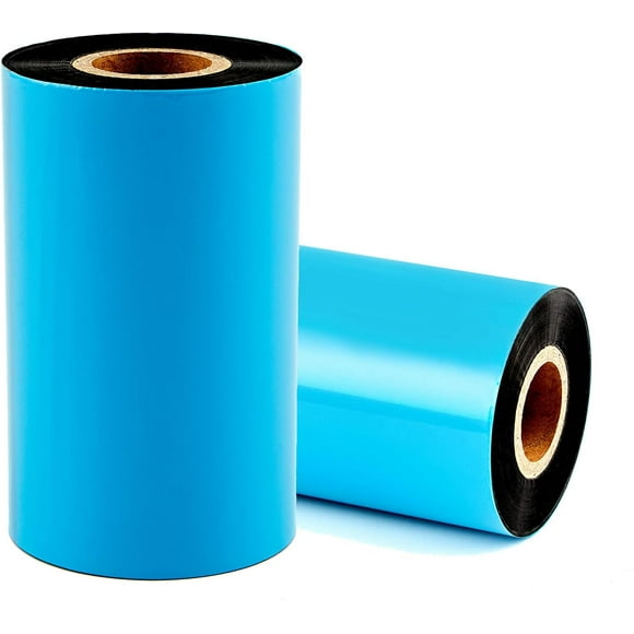 UTAH-2 Rolls 4.33" x 984'(110mm x 300m) Enhanced Wax Thermal Transfer Ribbon, Core 1", Black, Ink Outside, Barcode Ribbon Compatible with Zebra Printer