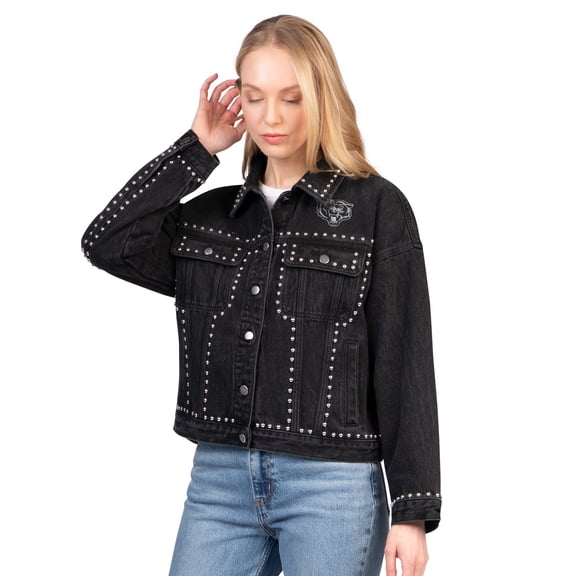 Women's G-III 4Her by Carl Banks  Black Chicago Bears Pit Stop Crew II Full-Button Denim Jacket