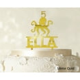 thumbnail image 1 of Birthday Custom Name Cake Topper With Octopus Figure Mirror Gold Cake Topper Cake Decorations Color Option Available 6-7 Inches Wide, 1 of 1