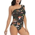 thumbnail image 3 of Pofeuu Mushroom Snail Print Women's One Piece Swimsuits One Shoulder Swimwear Asymmetric Ruffle Monokinis Bathing Suits-XX-Large, 3 of 6