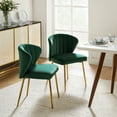 thumbnail image 3 of Tina's Home Velvet Dining Chairs Set of 2 Upholstered Wingback Side Chairs Living Room Kitchen Green, 3 of 10