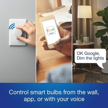 Lutron - Aurora Smart Bulb Dimmer Switch for Philips Hue Smart Bulbs - White