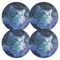 thumbnail image 2 of 15 Inch Round Grid Plate Mats Heat Non-Slip Resistant PVC Placemats for Kitchen Dining Table Decor Cute Blue and White Cat 4PCS, 2 of 5