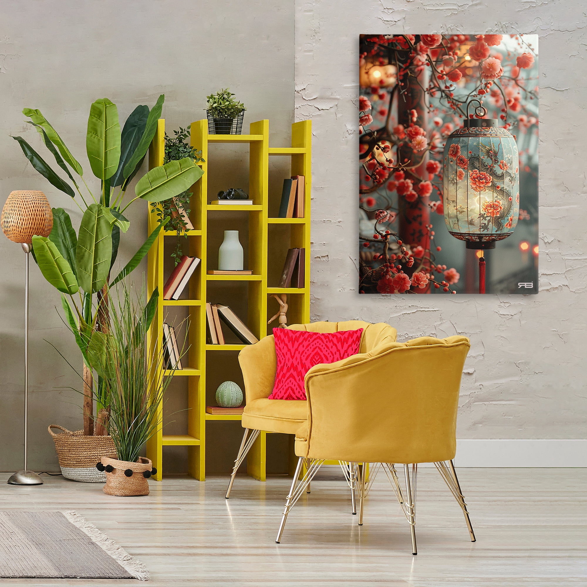 Stupell Industries Florals with Asian Motif Botanical & Floral Painting Gallery Wrapped Canvas Art Print Wall Art, 30 x 45