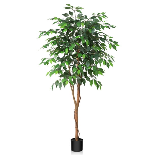 DR.Planzen 5 feet Artificial Ficus Tree, Tall Lifelike Greenery with Natural Wood Trunk for Living Room, office floor and corner decor DR.Planzen 5 feet Artificial Ficus Tree, Tall Lifelike Greenery with Natural Wood Trunk for Living Room, office floor and corner decor - Image 3