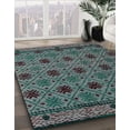 thumbnail image 3 of Ahgly Company Machine Washable Indoor Round Abstract Gunmetal Green Area Rugs, 3' Round, 3 of 7