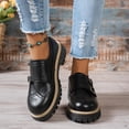 thumbnail image 2 of Wensltd Women British Style Loafers Solid Color Round Toe Chunky Shoes Women Wide Width Shoes, 2 of 9