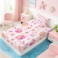 thumbnail image 5 of Manfei Cartoon Pink White Seashell Starfish Bow Heart Twin Sheet Sets for Kids Girls, Sea Animal Bedding 3 Pieces, 1 Flat Sheet, 1 Fitted Sheet and 1 Pillowcase, 5 of 6