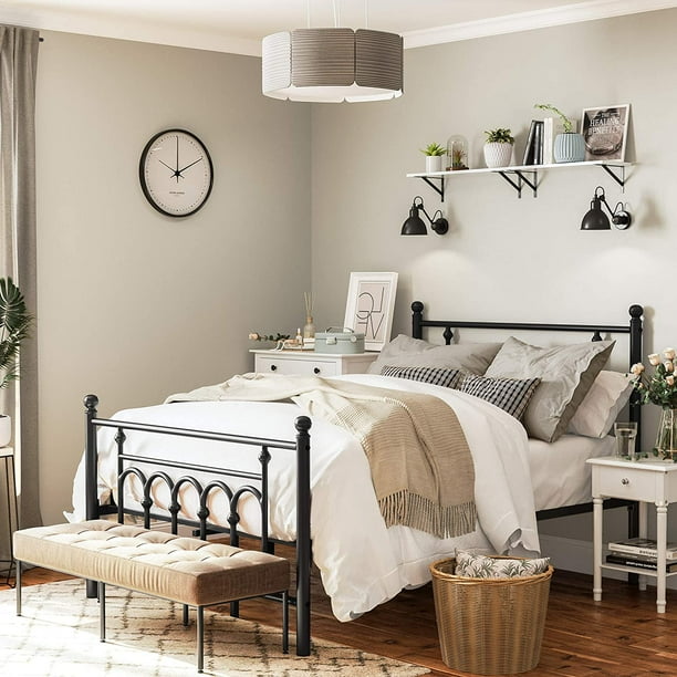 VASAGLE Full Size Metal Bed Frame with Headboard, Victorian Vintage