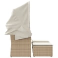 thumbnail image 3 of vidaXL Garden Sofa 2-Seater with Canopy and Stools Beige Poly Rattan, 3 of 5