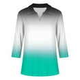 thumbnail image 4 of UAMVSH Women's 3/4 Length Sleeve V-Neck Collared Tops Trendy Gradient Printed Casual Lapel Office Work Tunic Shirts Clothes(Medium,White), 4 of 4