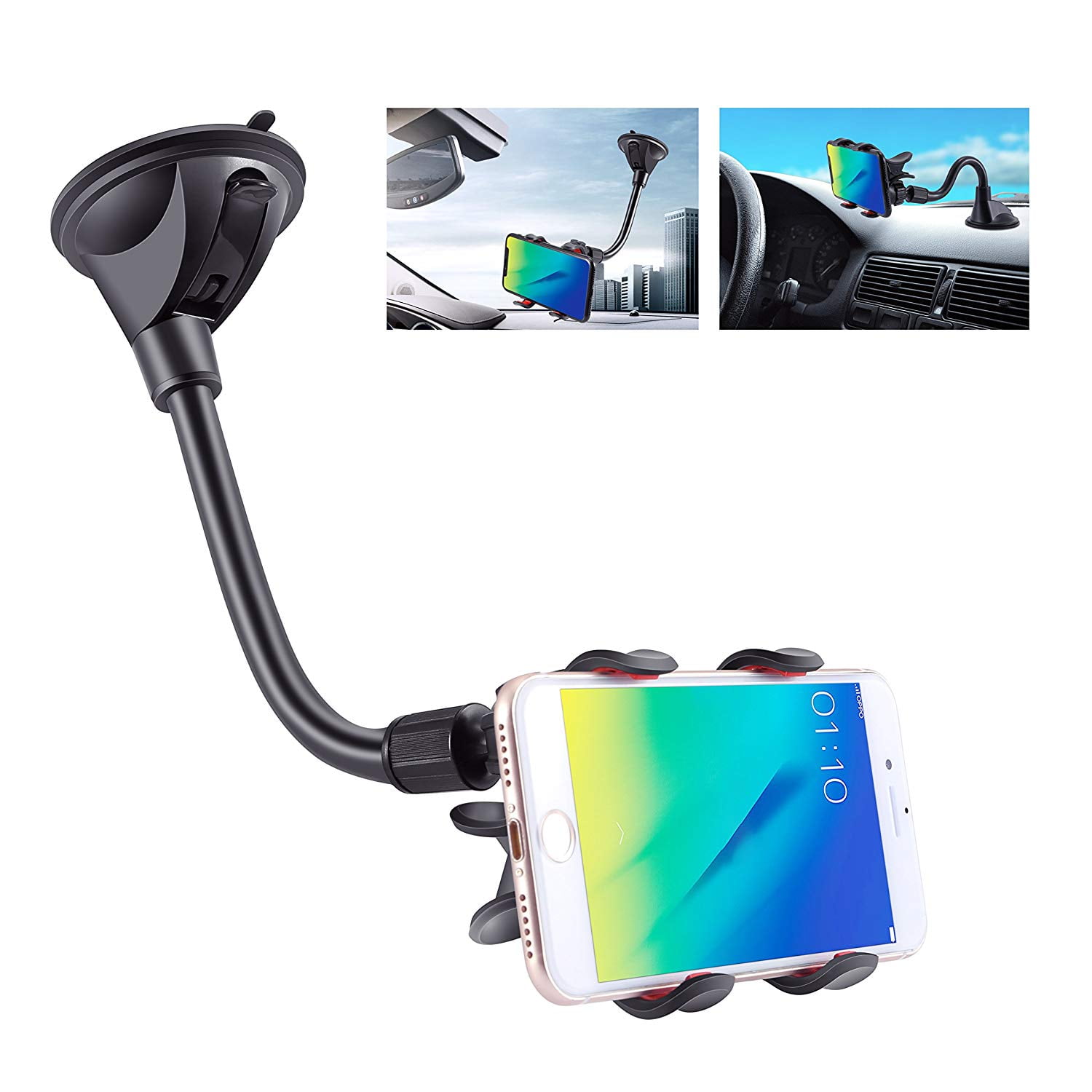 IPOW 360 Degree Rotatable Car Dashboard Phone Mount Hold Phones Vertically//Horizontally,Car Cell Phone Holder Compatible with GPS,iPhone 7 6 6s X XR XS Max 8 Plus Samsung S9 S8 S7 S6 Note 8 Google IP1-201710160