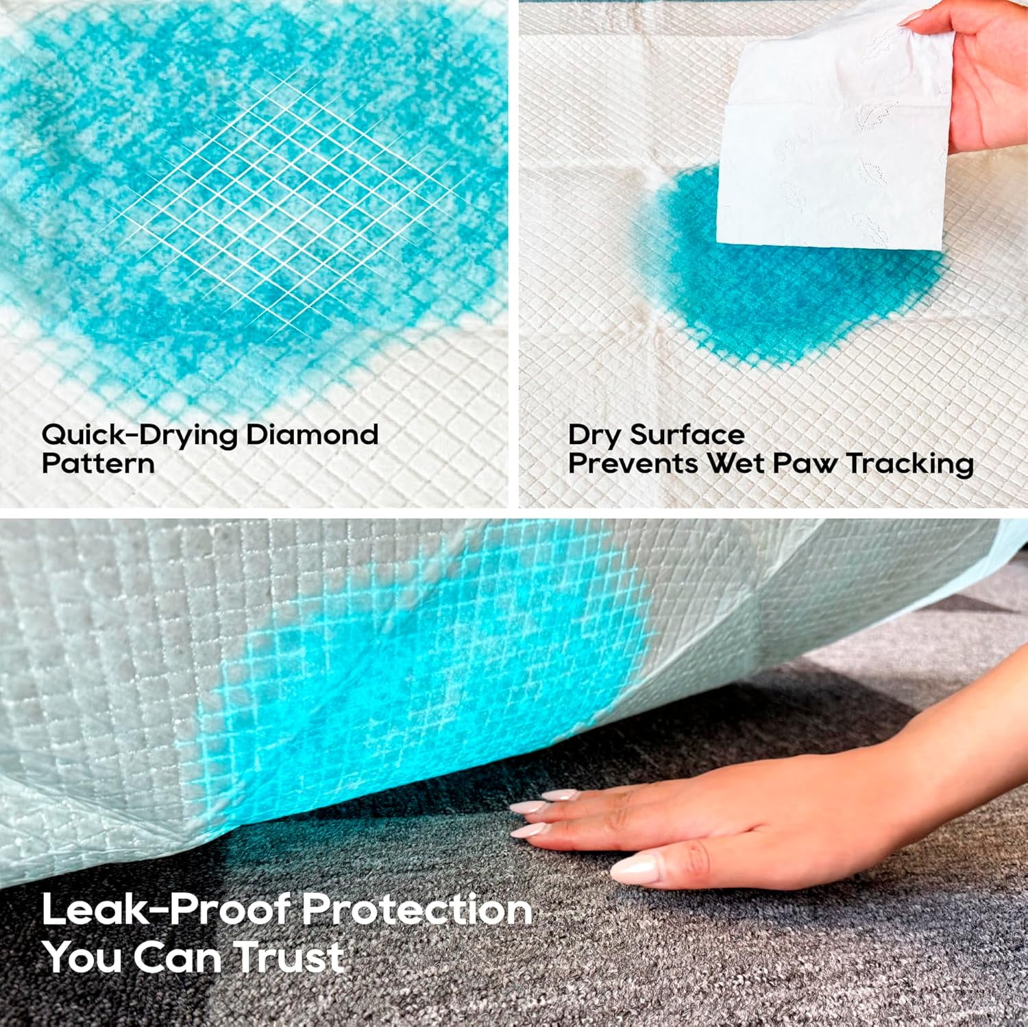 All-Absorb, Small 17.5" x 23.5", 120 Count, Dog and Puppy Training Pads, Ultra Absorbent and Odor Eliminating, Leak-Proof 5-Layer Potty Training Pads with Quick-Dry Surface, Blue, A05
