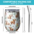 thumbnail image 5 of 12oz Stemless Wine Tumblers Blue Highland Cow Flower Leaf Pattern Vacuum Insulated Stainless Steel Travel Tumbler Cups Mug with Lid and Straw for Champaign,Cocktail,Beer with Cleaning Brush, 5 of 5