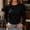 Black, variant on IUYRTFE Women's Crew Neck Puff Shoulder Ribbed Knit Long Sleeve Top Slim Fit Casual Pullover Blouse