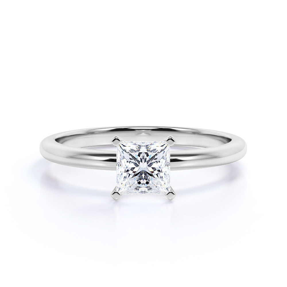 JeenMata 1.75 Carat Princess Cut Moissanite Engagement Ring - Bridal Set - Solitaire Ring - Classic Ring - 18k White Gold Over Silver