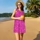 thumbnail image 3 of Balery Rose Red Glitter Vestidos de verano para mujer con estampado: vestido holgado sin mangas, vestido playero informal y cómodo para días calurosos., 3 of 7