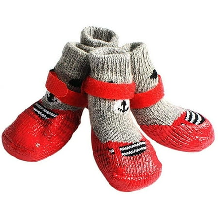 Anti-Slip Dog Socks  Waterproof Dog Boots  Cotton Pet Shoes  Pet Paw Protectors For Indoor (Black) S
