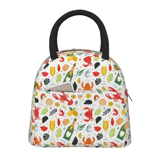 Balery Crabs Shrimps Bolsa de Almuerzo para Mujeres, Caja de Almuerzo, Bolsa de Almuerzo Pequeña Impermeable, Tote de Almuerzo Reutilizable con Gran Capacidad