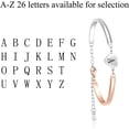 thumbnail image 2 of HSHDLDF Rose Gold Heart Initial Letter Bracelets Engraved Alphabet 26 Letters Charms Cuff Bracelet Stainless Steel Expandable Personalized Name Jewelry, 2 of 6