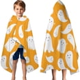 thumbnail image 3 of Orange Halloween Ghosts Hooded Bath Towel，60"x35" for Ages 3 To 12 Kids, Quick Dry Lightweight Soft Microfiber Hood Beach Towel Cover Up for Kids, 3 of 7