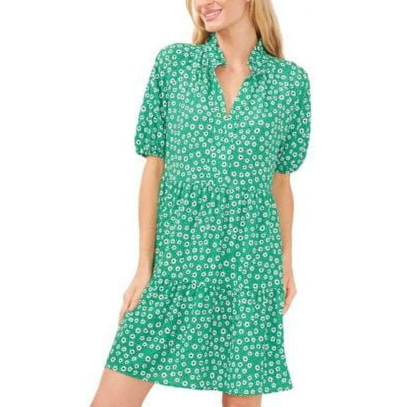 CeCe Womens Tiered V-Neck Baby Dol Bright Peony S