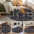 thumbnail image 5 of Modern Black, Round Area Rug 7 FT, Non Slip Living Room Area Carpet, Abstract Rustic Chic Geometric Bohemia Washable Soft Circular Rug Non-Shedding Floor Carpet for Bedside Office Play Room Classroom, 5 of 9