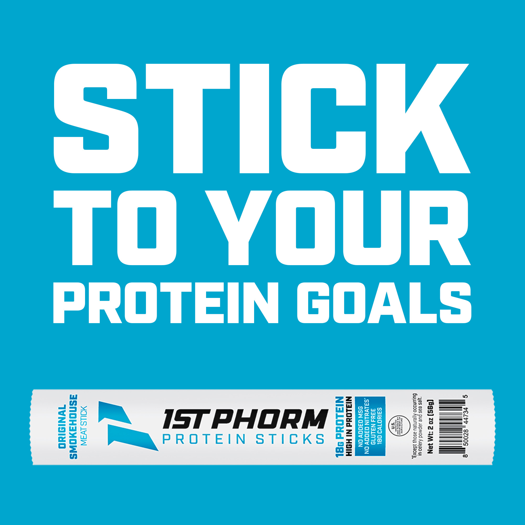 1st Phorm Protein Meat Sticks, Original Smokehouse Flavor, 18g Protein Per 2 oz. Stick (15 Count)