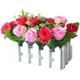 thumbnail image 1 of Flores artificiales en maceta, flores artificiales de plantas, flores de hibisco amarillas y blancas, valla de madera, decoración de bodas, 16 x 8,5 x 13 cm(Flor de hibisco rosa), 1 of 1