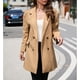 thumbnail image 2 of Notched Collar Coat, Double Breasted Coat Flap Pocket Elegant Pure Color Fashionable  For Shopping ANGGREK Caqui M, 2 of 8