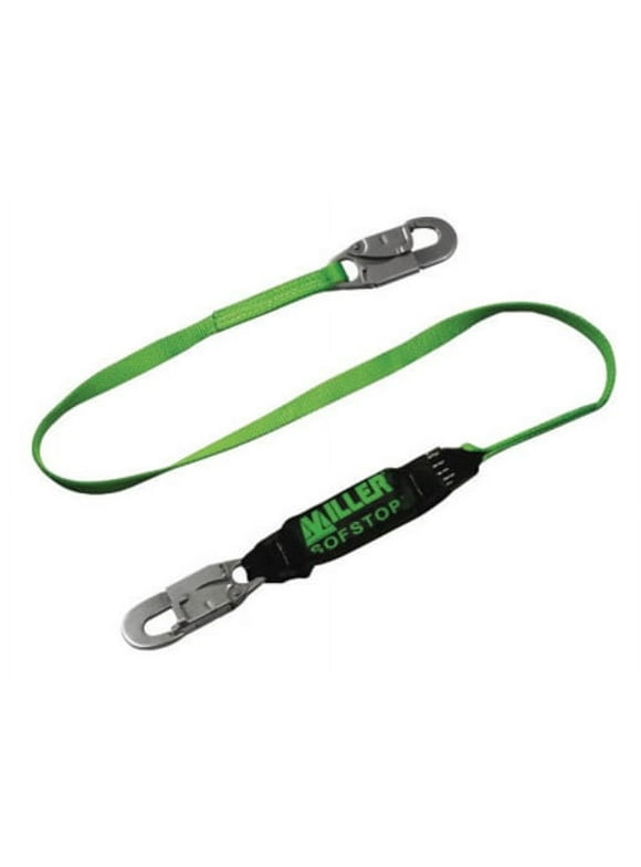 Miller by Honeywell 6' HP Nylon Web Single-Leg Lanyard With (2) Locking Snap Hooks And SofStop Shock Absorber