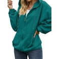 thumbnail image 4 of QAFOPEH Women Zip Long Sleeve Sweatshirt Drawstring Hoodies With Pockets, 4 of 7