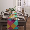 thumbnail image 3 of Checkered Mosaic Colorful Rhombus Table Runner Wedding Table Decoration Kitchen Tablecloth Coasters Table Mat Table Runners, 3 of 5
