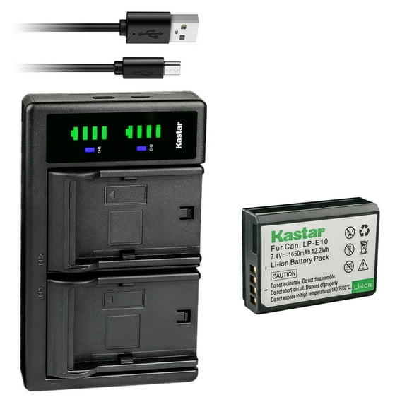 Kastar 1-Pack Battery and LTD2 USB Charger Replacement for Canon LP-E10 LPE10 Battery, Canon LC-E10 LC-E10N Charger, Canon EOS Kiss X50, EOS Kiss X70, EOS Kiss X80, EOS Kiss X90 DSLR Cameras